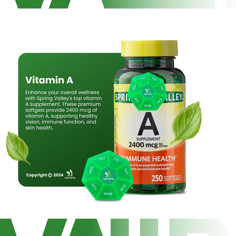 [Australia] - Vitamin A Supplement 2400 mcg, 250 Softgels with Bundle Exclusive Vitamins & Minerals - A to Z - Better Ligth&Spring Guide 