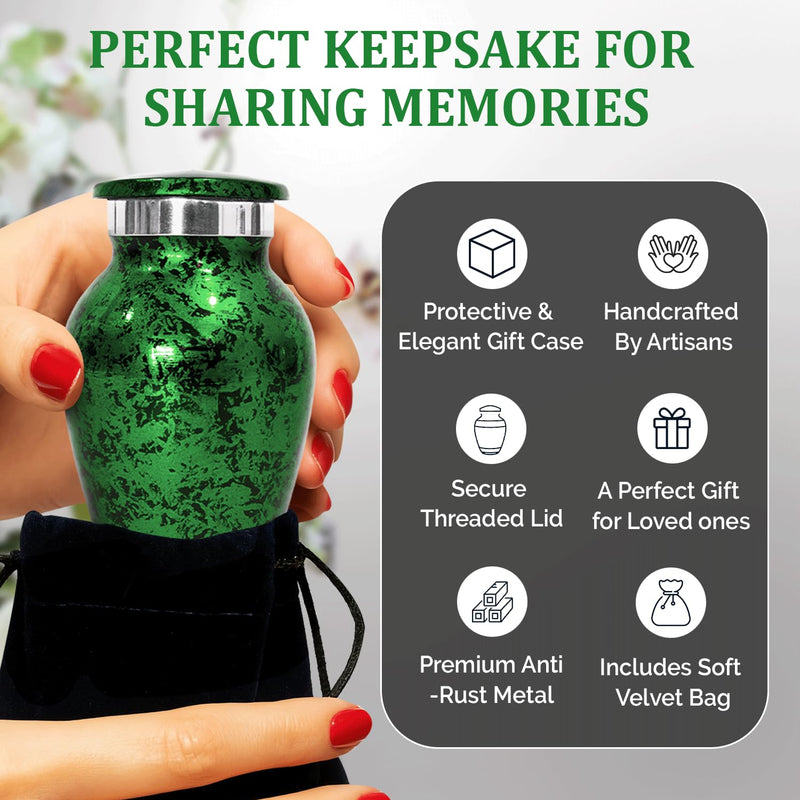 [Australia] - Graceful Small Urns for Human Ashes Keepsake ‚Äì Elegant Cremation Urn ‚Äì Tiny Urn Keepsakes for Women ‚Äì Mini Urns for Ashes for Cherished Memories (Green, Small) Set of 1 Green 