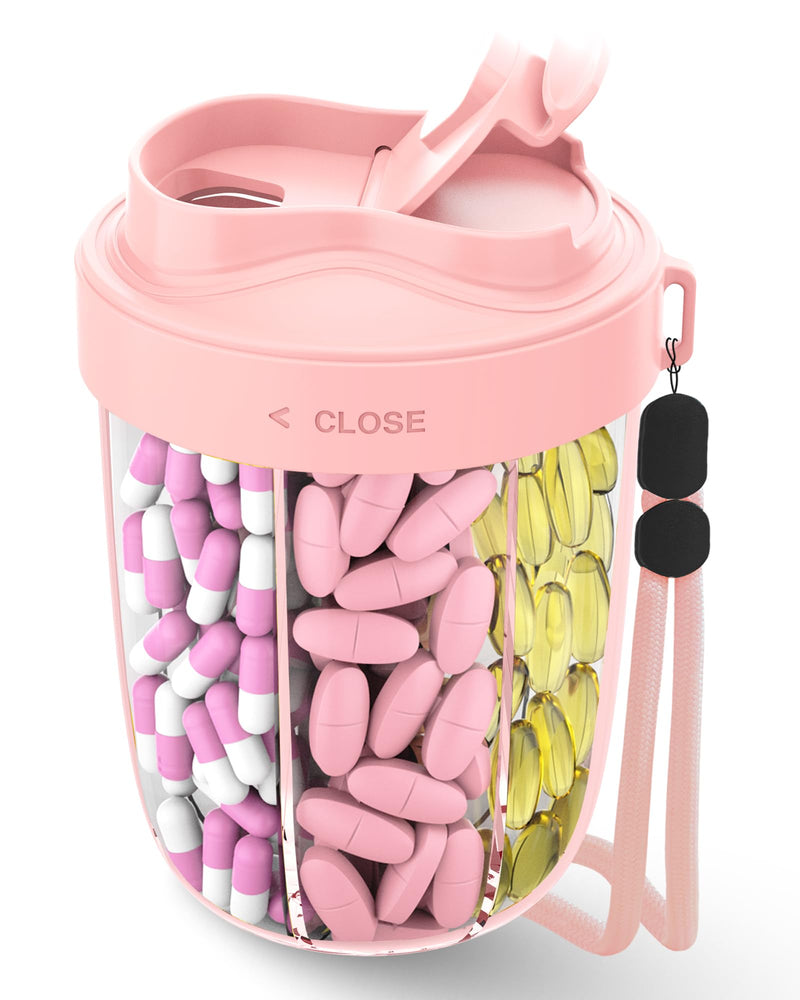 [Australia] - Large Pill Organizer,Supplement Organizer for 7 Different Vitamins,Pill Dispenser with Anti-Mixing Design,Easy to Retrieve Meds,Includes 20 Pcs Labels,Travel Pill Organizer(Pink) Pink 