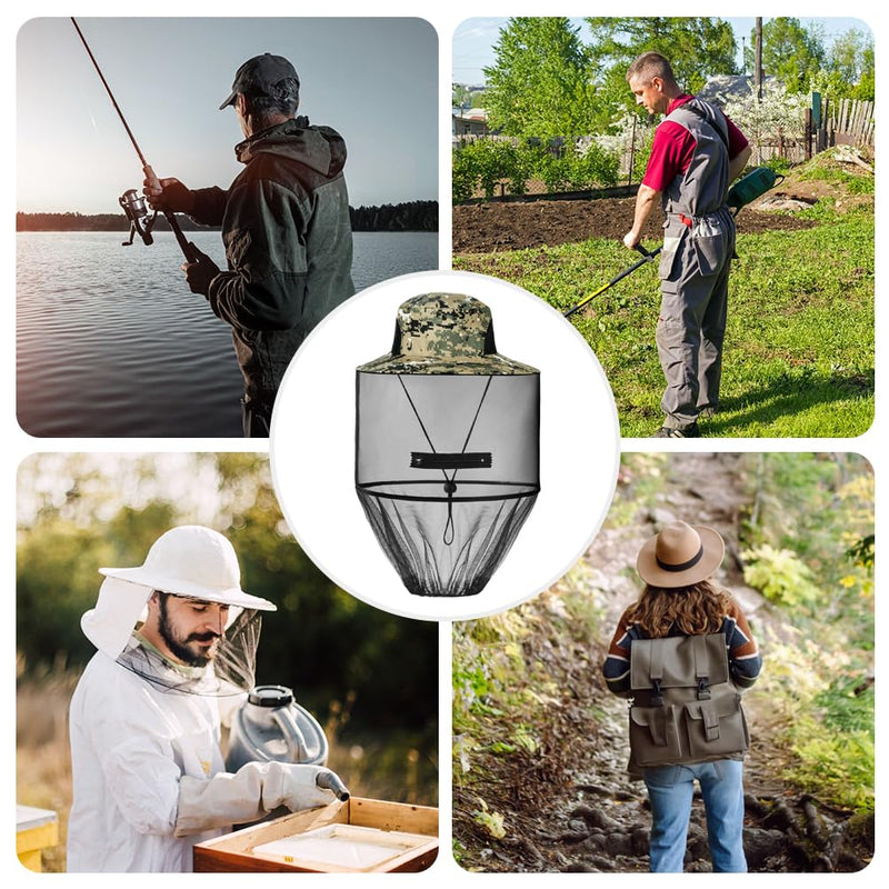 [Australia] - AOGOE Head Net Face Mesh Head Cover, Hat with Mosquito Net, Mosquito Head Net Net Head Protection Net for Optimal View, Washable, Mosquito Net Hat for Outdoor Lovers, Climbing, Fishing, Beekeeping (Khaki) Khaki 