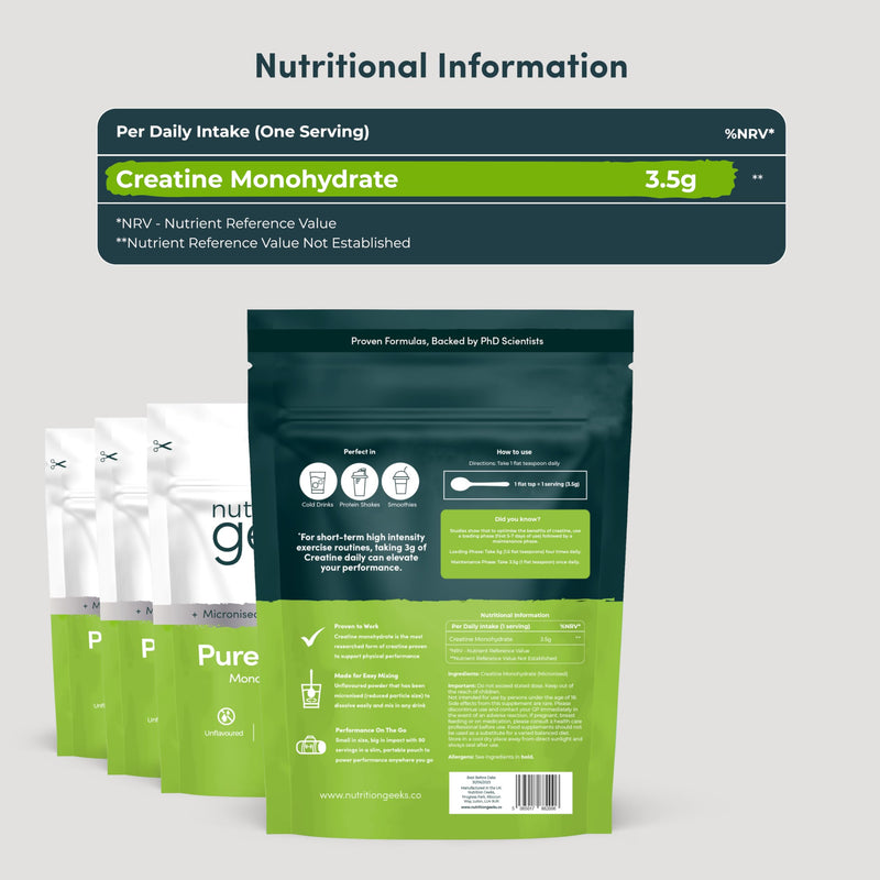 Pure Creatine Monohydrate Powder - 1.26kg (360 Servings) - Easy Dissolve Creatine Powder, Unflavoured & Micronised (Not Creatine Gummies or Creatine Tablets), Vegan Creatine for Women and Men 12 Months Supply (4 Packs)
