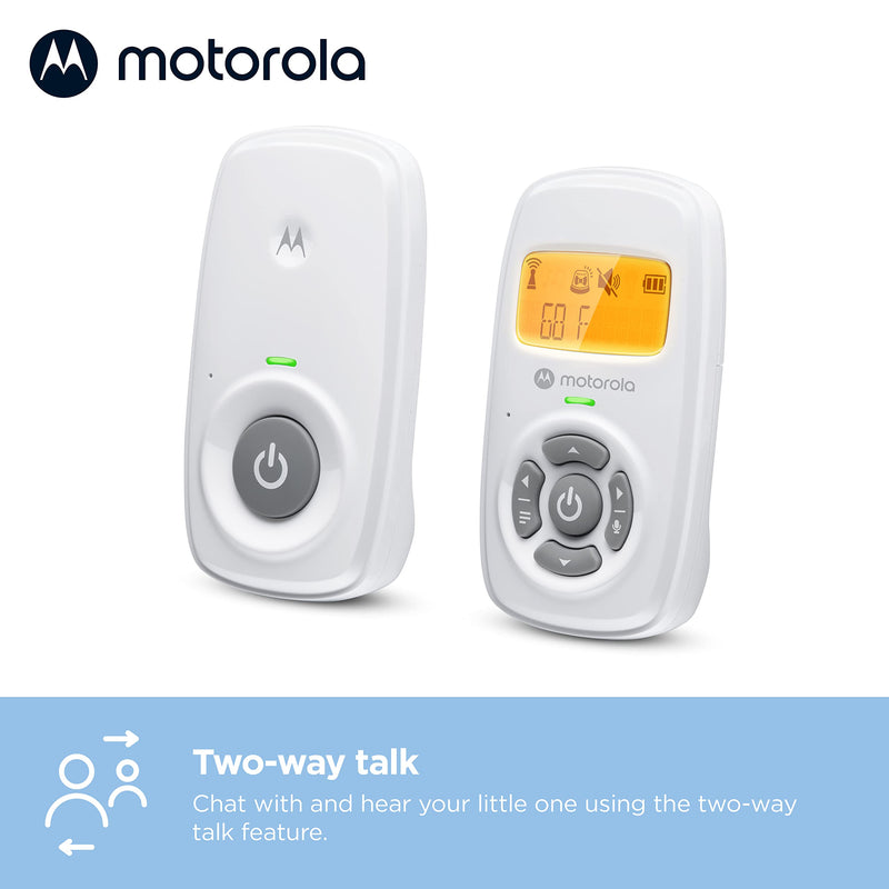[Australia] - Motorola AM24 Audio Baby Monitor with LCD Screen - 1000ft Range, Secure & Private Connection, Two-Way Talk, Room Temperature Sensor, Portable Parent Unit (Built-in Rechargeable Battery) 2021 Model 