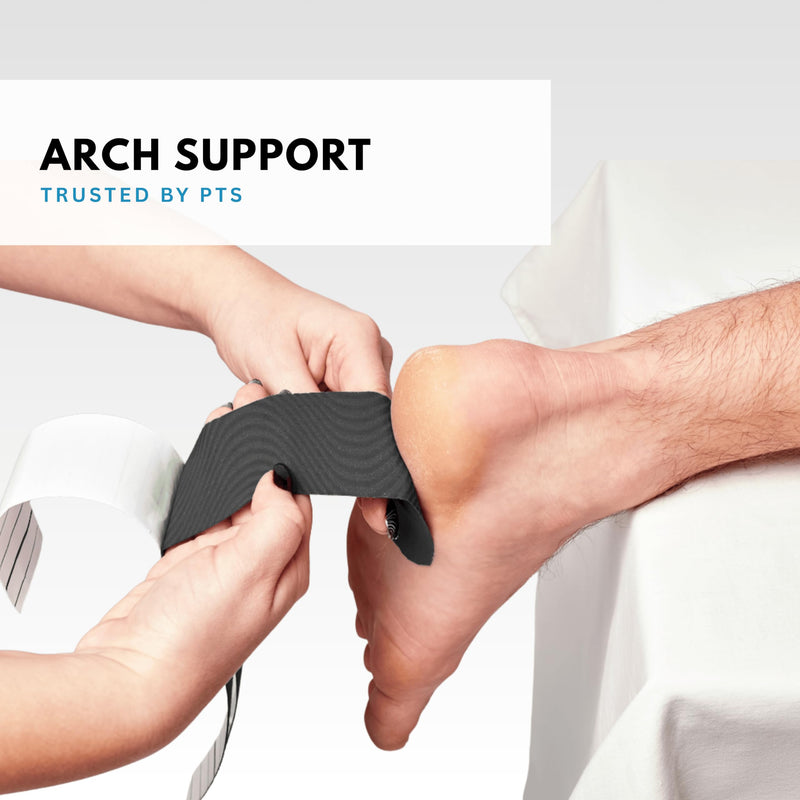 Plantar Fasciitis Tape, 20 Applications - Precut Kinesiology Tape Strips for Foot Soreness Relief - Also Great for Shin Splints - Includes 20 2x10" Strips & 40 2x5" Strips (Black, 20 Count) Black