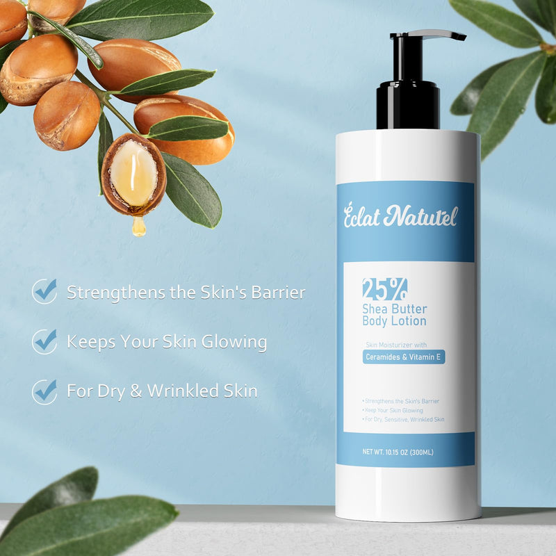 Body Lotion with 25% Shea Butter, Vitamin E & Ceramide, Deep Moisturizing Hydrating Body Lotion for Dry Skin, 10.15 Fl Oz (Pack of 2) Vitamin E & Ceramides 10.15 Fl Oz (Pack of 2)