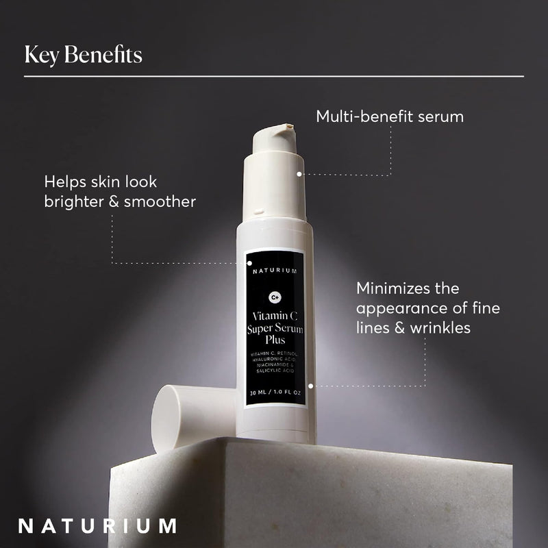 Naturium Vitamin C Super Serum Plus Jumbo, Smoothing Face Care, plus Retinol, Hyaluronic Acid, Niacinamide & Salicylic Acid, 2 oz 2 Fl Oz (Pack of 1)