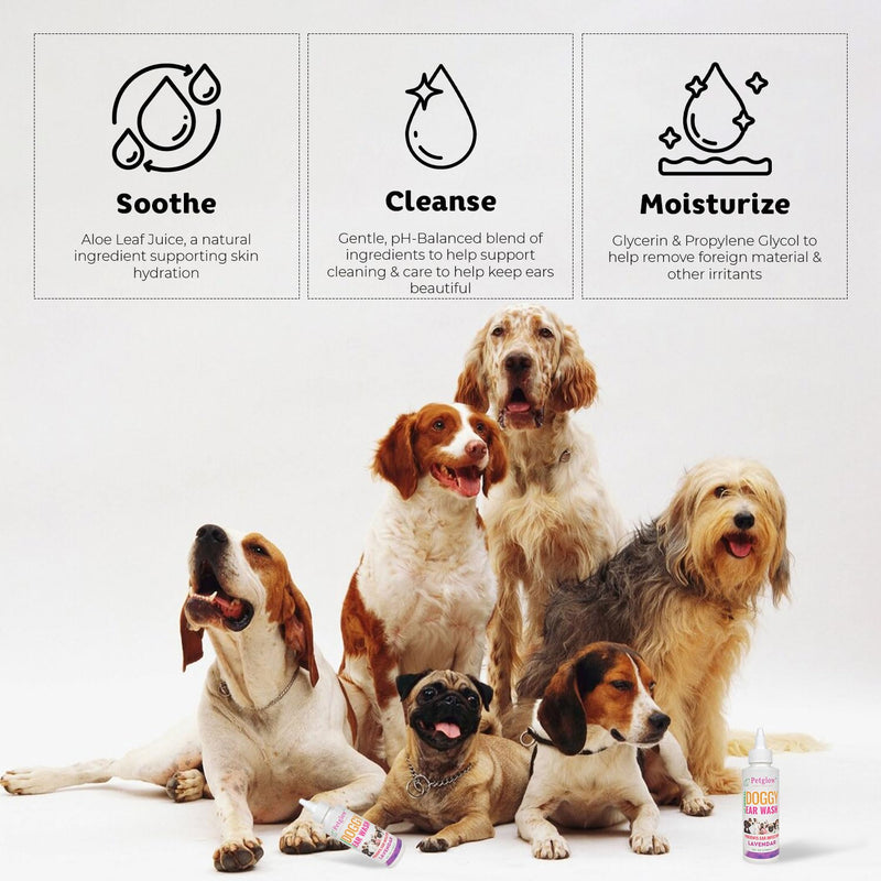 Petglow Dog Ear Cleaner, Gentle Wax Remover, Gentle Ear Cleaning Drops, Effective Ear Drops for Itch, Odor, Aloe Vera and Turmeric Ear Cleaning Solution for Dogs, Cruelty-Free - PawsPlanet Australia