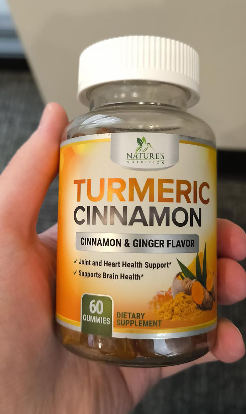 Turmeric Curcumin Supplement Gummies - 95% Curcuminoids with Turmeric Ginger, Black Pepper for Best Absorption, Nature's Vegan Joint Support, Non-GMO, Gluten Free, Tasty Cinnamon Flavor - 60 Gummies 60 Count (Pack of 1)