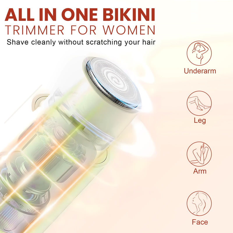 Electric Bikini Trimmer for Women - Dermave Bikini Shaver, Dual Head Shaver Women, 2-in-1 (Green) Green