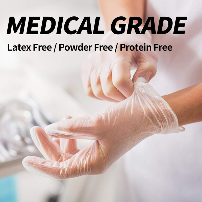 [Australia] - Basic Vinyl Exam Gloves, 4 Mil Powder-Free Food Safe House Cleaning Disposable Medical Glove, Clear 100 Pcs Clear (Medium 100) 