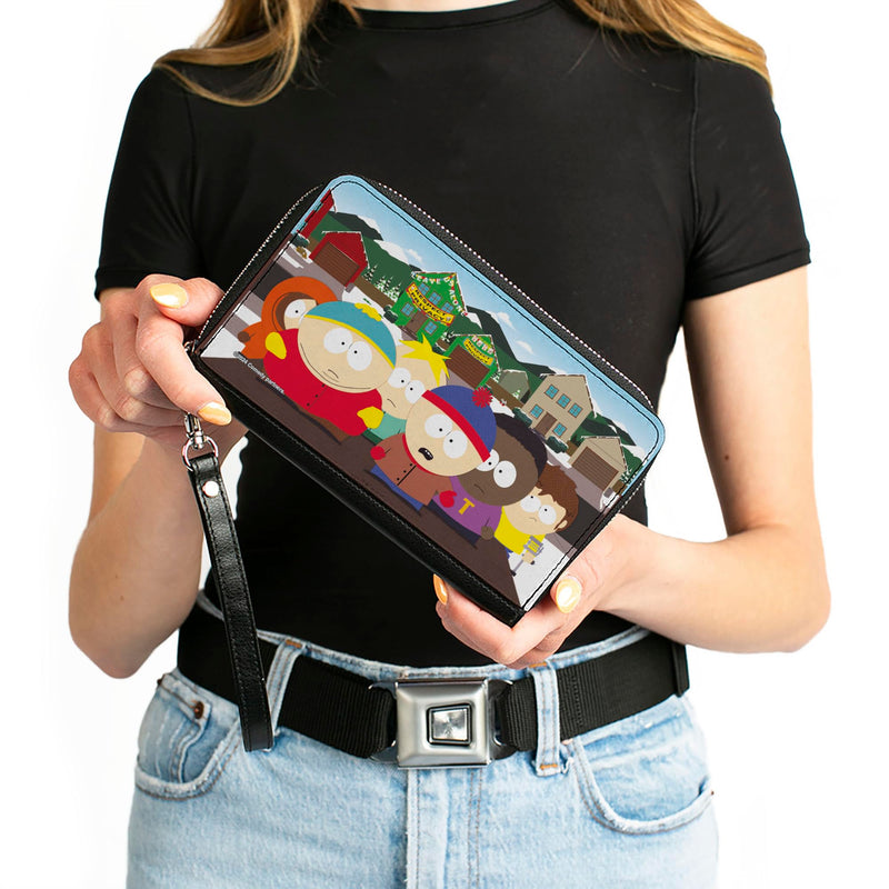 Buckle-Down South Park Vegan Leather Zip Around Wallet | South Park Privacy Tour Boys Group Scene Billfold Credit Card and ID Slots