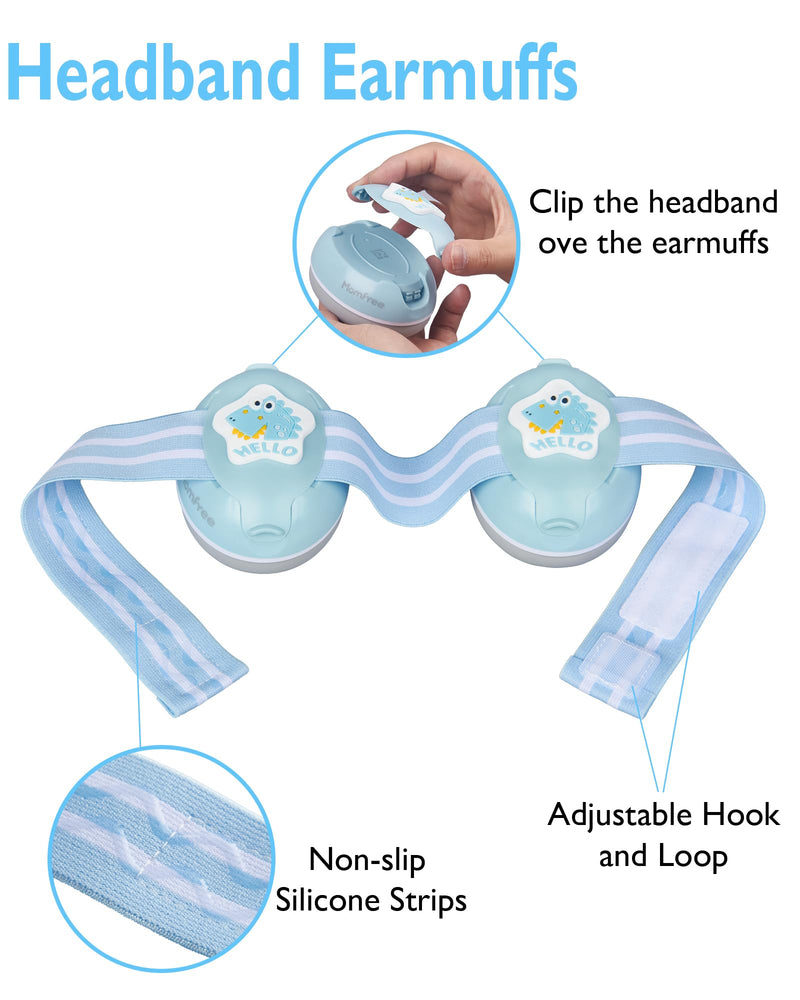 [Australia] - 2 in 1 Baby Ear Muffs, Noise Reduction Earmuffs & Adjustable Headband for Baby, Hearing Protection Headphones Blue 