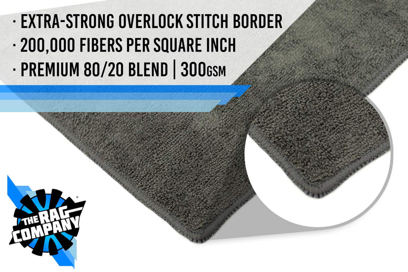 [Australia] - The Rag Company - All-Purpose Microfiber Terry Cleaning Towels - Commercial Grade, Highly Absorbent, Lint-Free, Streak-Free, Kitchens, Bathrooms, Offices, 300gsm, 12in x 12in, Grey (12-Pack) 