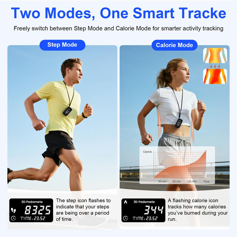 [Australia] - 3D Pedometer Step Counter for Walking, Running & Fitness - Accurate Step & Calorie Tracker with LCD Display, Waist Clip & Armband, Rechargeable Battery - Track Daily Activity & Health Data black 