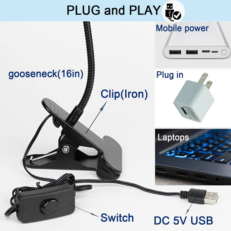 [Australia] - UV LED Black Light Clamp Light with USB, Upgraded 5W 395nm Portable Gooseneck Lamp with Clip for UV Gel Nail, Pet Urine Detection,UV Glue Curing, Blacklight Posters, Fluorescent Paint, Resin Art 