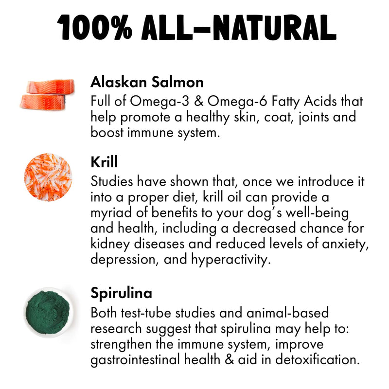 Omega 3 Alaskan Salmon Oil Treats for Dogs 120 Fish Oil Chew Supplement Skin and Coat Allergy and Itch Relief Hip & Joint Health Brain Shedding Hot Spots Treatment Omega 3 6 9 EPA & DHA Fatty Acids 120pcs - PawsPlanet Australia