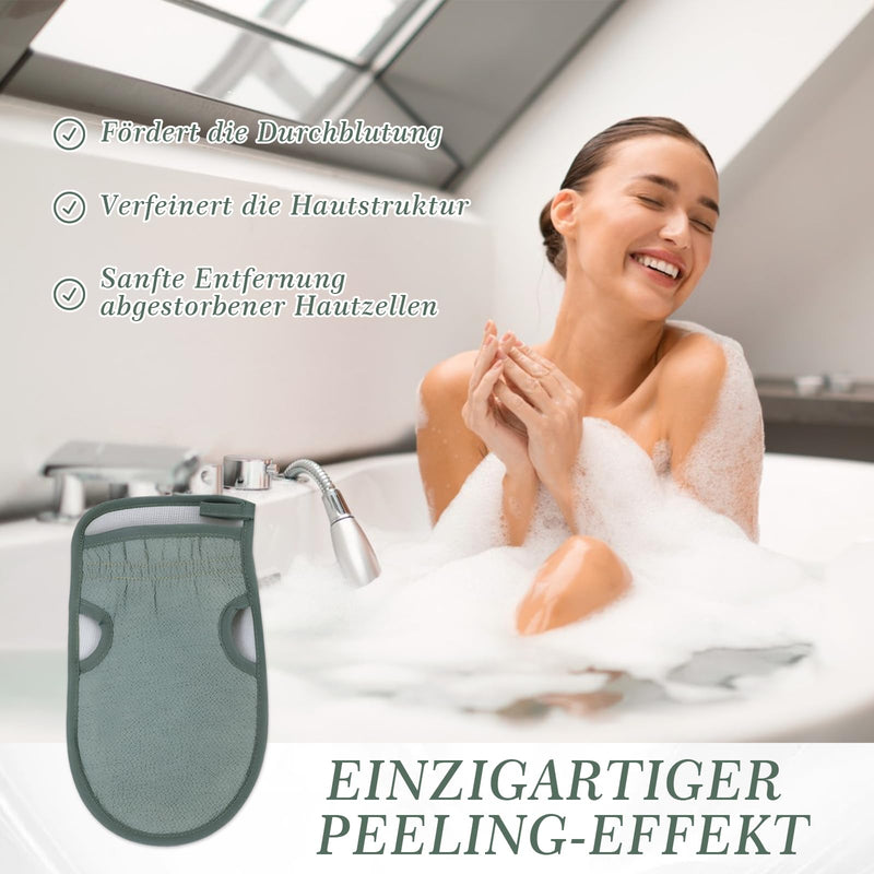 [Australia] - Pack of 4 peeling gloves, body peeling gloves, exfoliating gloves, hammam peeling gloves for hammam, sauna, shower, body peeling (Nordic green) 