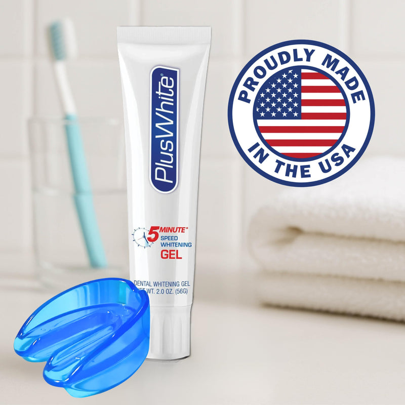 Plus White Whitening Kit - 5 Minute Speed Whitening Gel & Comfort Fit Mouth Tray - Professional Teeth Whitening Kit w/Dentist Approved Ingredient for Tooth Whitening (2 oz) 2 Ounce (Pack of 1)