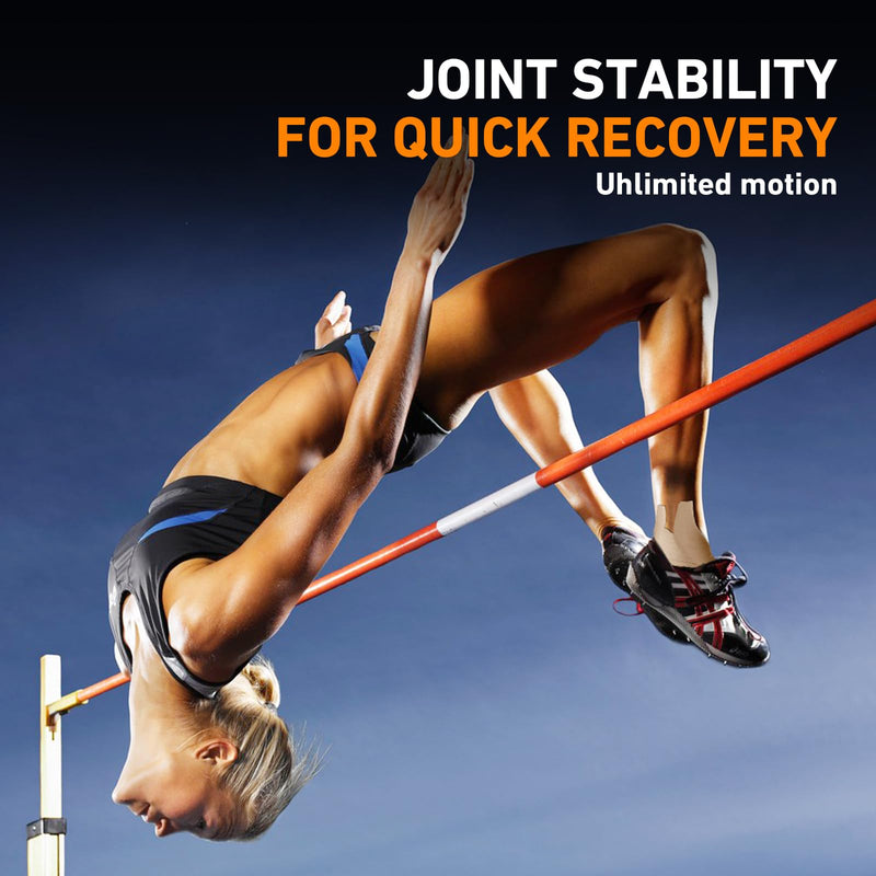 [Australia] - Kinesiology Tape for Ankle, KTQUICK 12 Count Ankle Tape Precut, Original Cotton Waterproof & Breathable, Enhance Elastic Kinesiology Athletic Tape for Ankle Support and Muscle to More Sports (Beige) Beige 