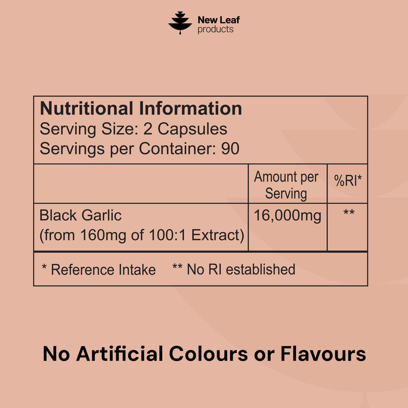 Aged Garlic Extract Capsules 16,000mg Equivalent (160mg 100:1 Extract) – Odourless Black Garlic Capsule with Naturally Occurring SAC & Polyphenols – 3 Month Supply