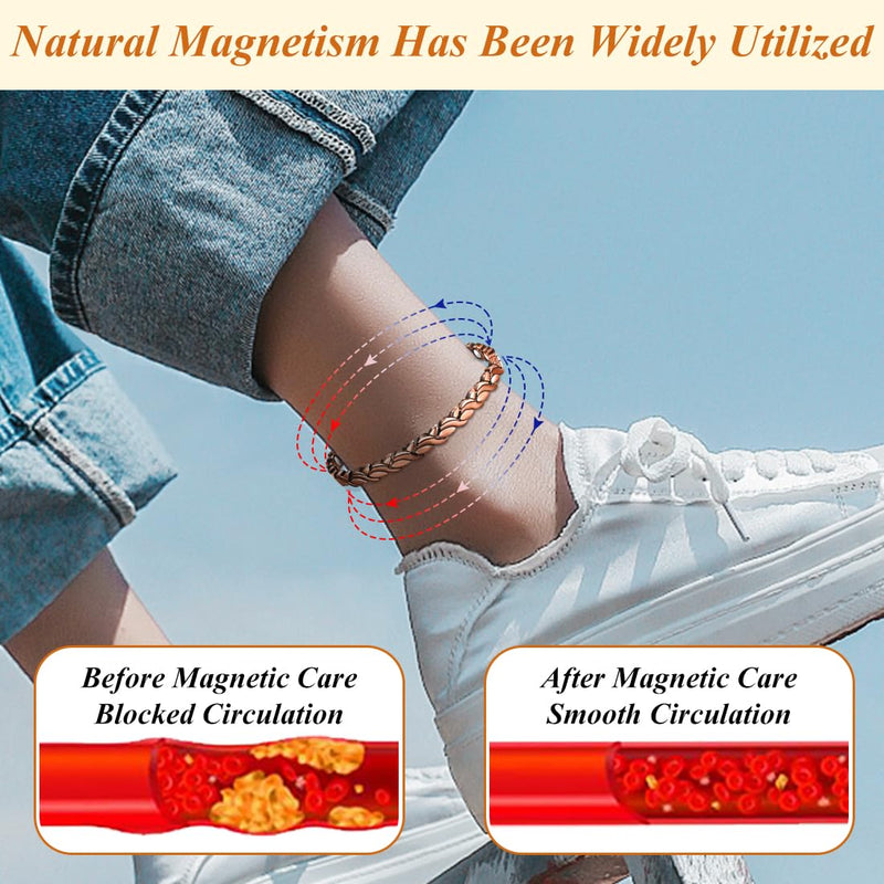 [Australia] - Vicmag Copper Anklet for Women Magnetic Ankle Bracelet with Ultra Strength Magnets 99.9% Solid Copper Gift for Her (Adjustable) Fishtail 