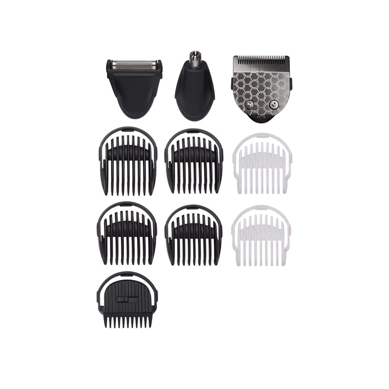 [Australia] - BaByliss Men 10-in-1 Carbon Titanium Multi-Grooming Trimmer Kit washable for body, beard and nose hair incl. storage bag, black gray MT727E 