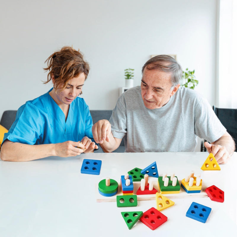 Dementia Activities for Adults, Dementia Aids Elderly Dementia Fidget Toys Sensory Toys for Autism Memory Activities Games Puzzle Geometry Wooden Puzzles for Alzheimers Elderly Memory Activities Games