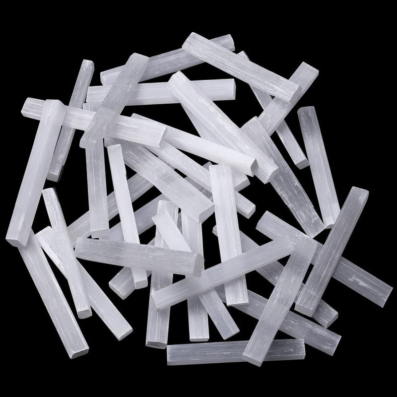 [Australia] - MAIBAOTA 4" Selenite Crystal Wand Selenite Sticks Crystals Bulk Selenite Charging Plate Reiki Metaphysical Supplies Wicca Altar Supplies Crystal for Witchcraft 12 Pcs 