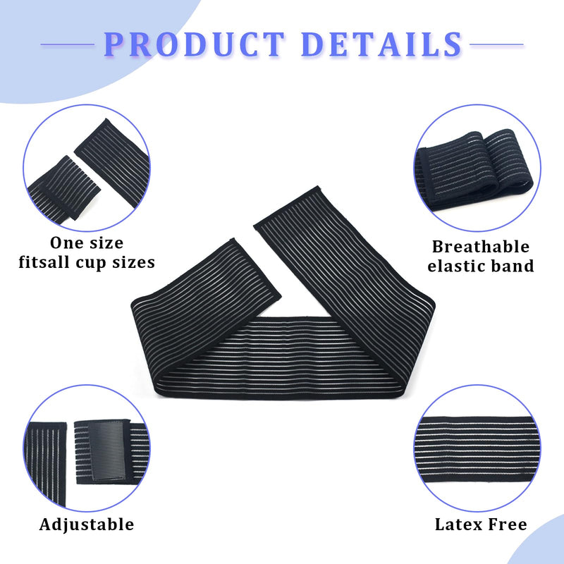Post Op Breast Augmentation Band | Breast Implant Chest Brace For Women | Compression Wrap Post Surgery Bra Belt | No Bounce Stabilizer Strap | Sport Bra Alternative For Running Working Out (Black, Large) Black