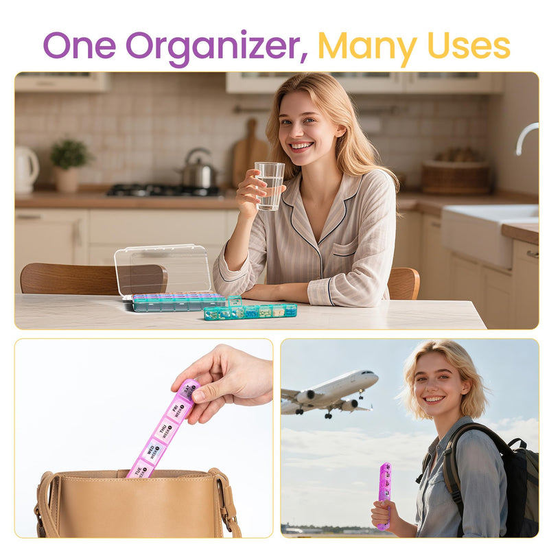 Betife Monthly Pill Organizer 1 Time a Day, Pill Box 28 Day, BPA-Free | Portable Travel Pill case, Compact, Easy Open, Airtight, Dual protection, Large capacity for Vitamin, Fish Oils, Supplement White