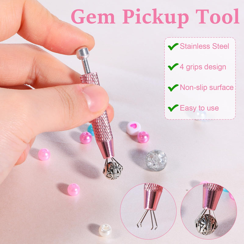 [Australia] - cobee 2 Pcs Piercing Ball Grabber Tool, Piercing Changing Tools 4-Claw Pick Up Piercing Ball Holder, Gem Tweezers Piercing Jewelry for Jewelry Craft Small Parts Pickup(Silver+Pink) Silver+Pink 