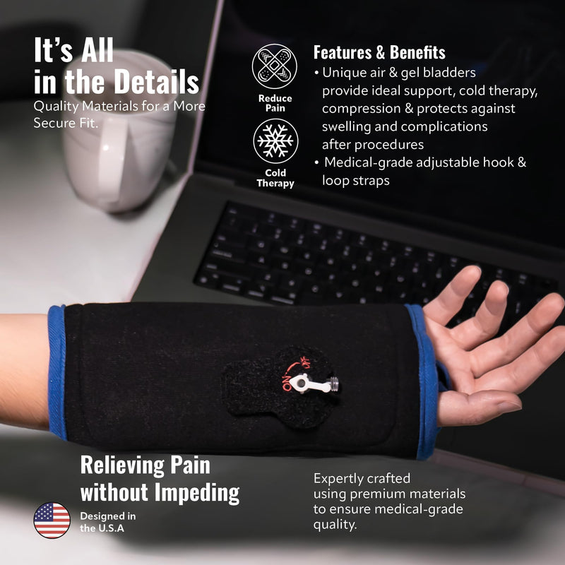 [Australia] - Polar Bear Cryo Wrist Brace – Medical-Grade Cold & Compression Therapy for Men & Women, Wrist Brace for Carpal Tunnel, Great for Sports and Athletes, Adjustable Universal Right, Black 