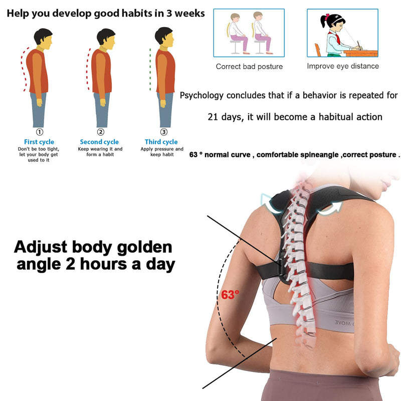 Back Straightener Posture Corrector for Men and Women, Breathable Anti Hunchback Upper and Back Brace, Adjustable Straightening Belt Support for Back, Shoulder and Neck (Small) Small