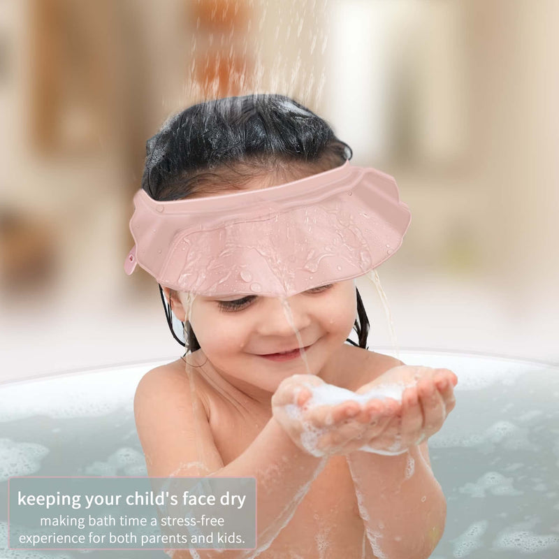 [Australia] - Baby Kids Shower Cap Shower Cap for Kids Shampoo Bath Bathing Hat Silicone Adjustable Washing Hair Shower Bathing Protection Bath Cap for Toddler, Baby, Kids, Children (Pink) Pink 