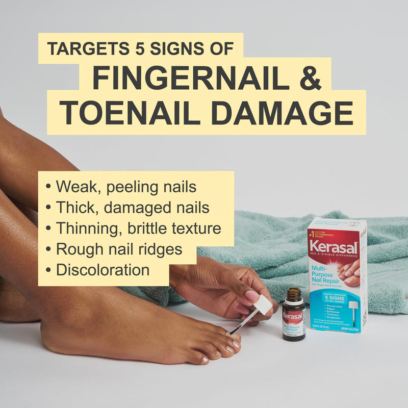 Kerasal Multi-Purpose Nail Repair, Nail Solution for Discolored and Damaged Nails, 0.43 fl oz 0.43 Fl Oz (Pack of 1)