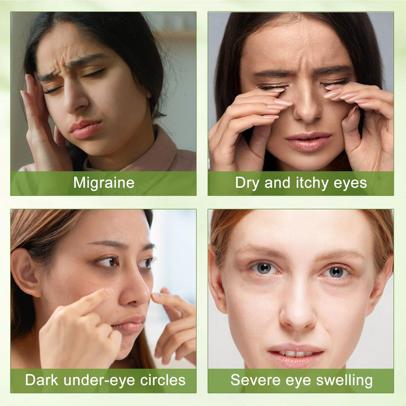 4 Pcs Jade Eye Mask & Skin-Safe Glass Facial Massage Tool, Jade Cooling Mask & Gua Sha Therapy Roller for Skincare Relieve Puffiness, Anti-Aging, Stress Relief White