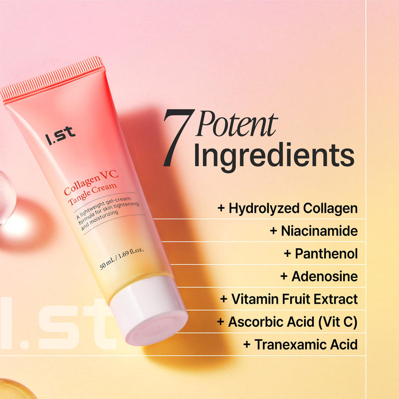 I.st Collagen VC Bounce Cream, Smooth Radiant Glow, Korean Face Moisturizer with Collagen & Vitamin Complex, Hydrating Makeup Base, 1.69 Fl Oz