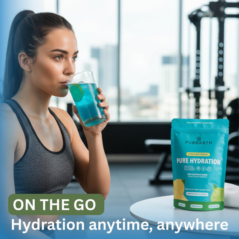 Purearth Electrolyte Hydration Drink – Citrus & Blue Spirulina 180g | Sugar Free Electrolyte Powder with Magnesium & Coconut Water | for Energy, Recovery & Muscle Function | 30 Servings
