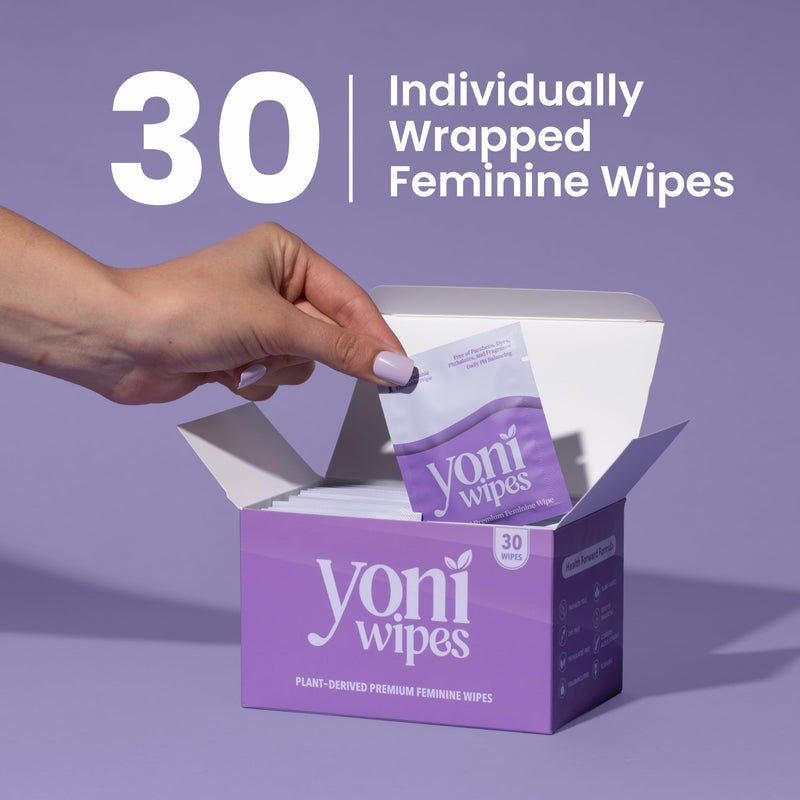 [Australia] - 30 Count Biodegradable & Flushable Feminine Wipes, pH-Balanced, Aloe Vera & Vitamin E, Individually Wrapped for Travel and On-the-Go Use 