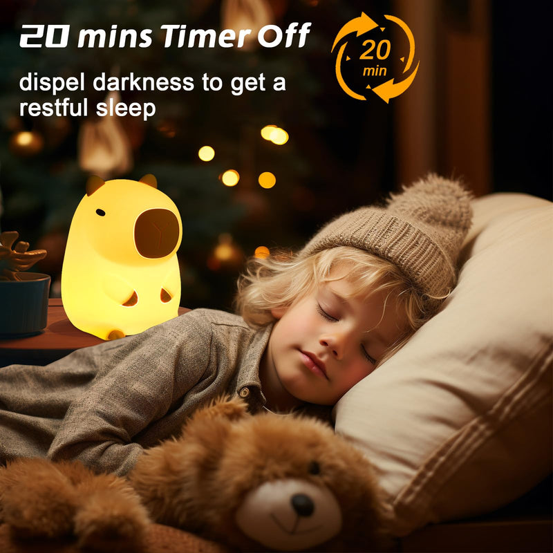 [Australia] - Cute Capybara Night Light, LED Squishy Novelty Animal Lamp, 2 Levels Dimmable Nursery Night Light for Kids Sleeping, Baby Rechargeable Touch Lamps, Kawaii Room Dorm Decor, Funny Gift (Normal) Normal 