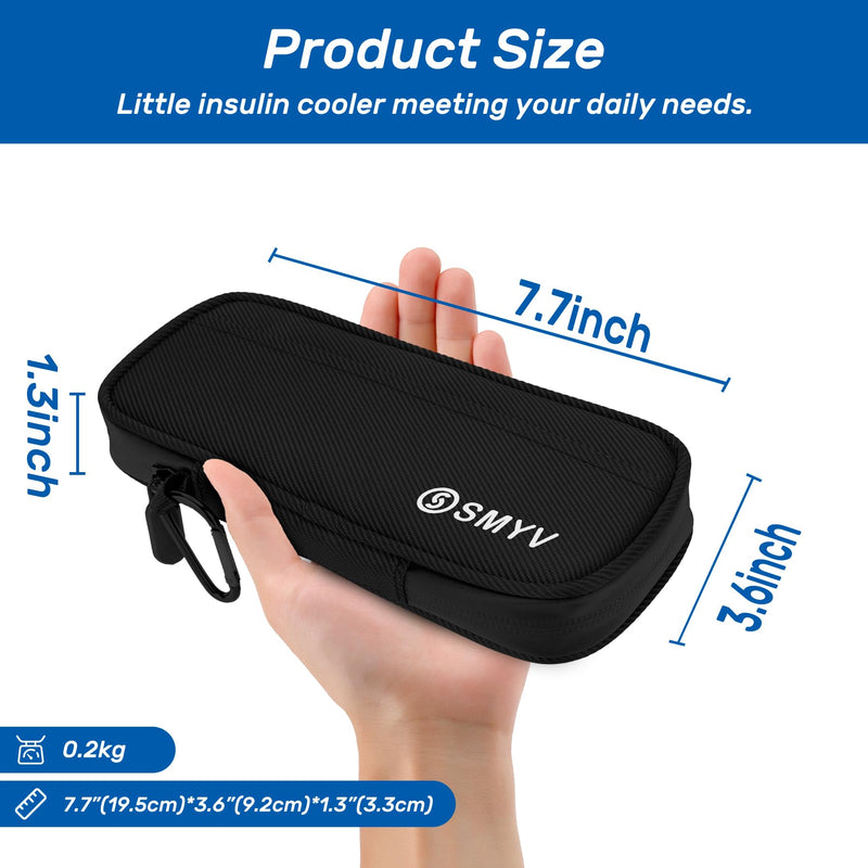 [Australia] - SMYV Insulin Cooler Travel Case with 2 TSA Approved Ice Packs, Medication Cooler for Diabetic Supplies, Compact for Travel and Daily Life (Black) Nylon Black 