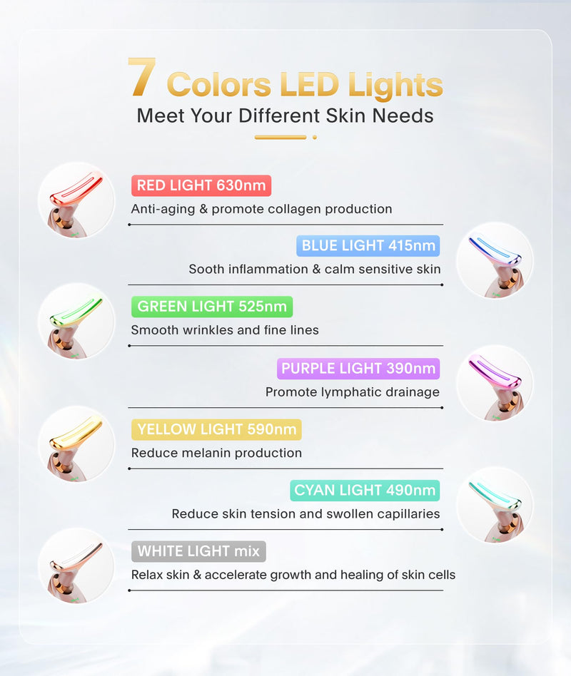 7-in-1 Deplux Face Neck Massager for Daily Skin Care Routine, Portable Facial Massager, Skin Care Tool, Rose Gold