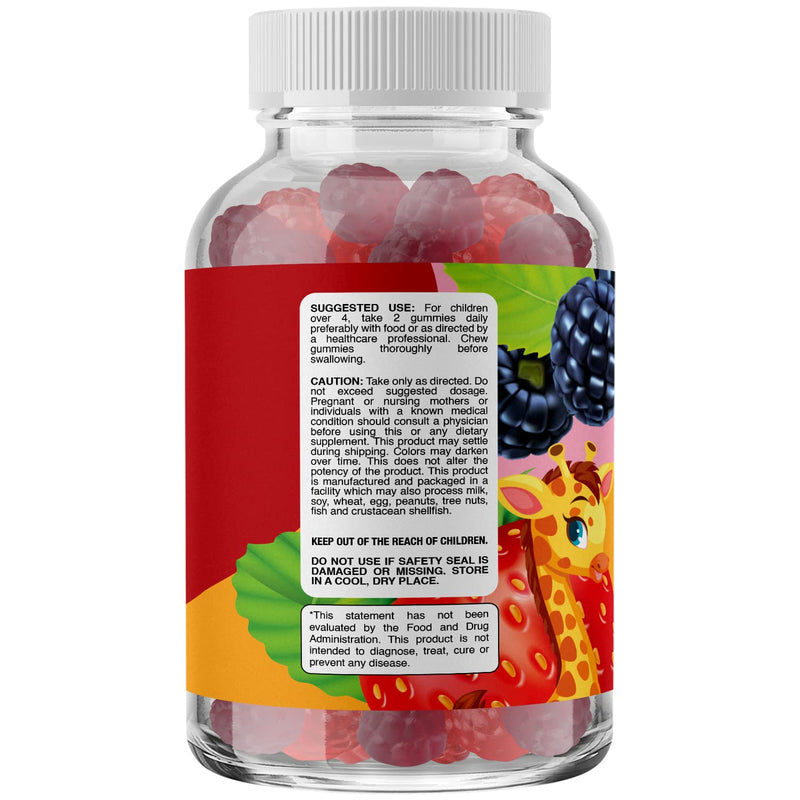 High Prebiotic Fiber Gummies for Kids - Dietary Fiber Supplements for Digestion & Constipation - Chicory Root Kids Immune Gummies - Non-GMO & Vegan Digestive Nutritional Supplements - 120 Count 120 Count (Pack of 1)