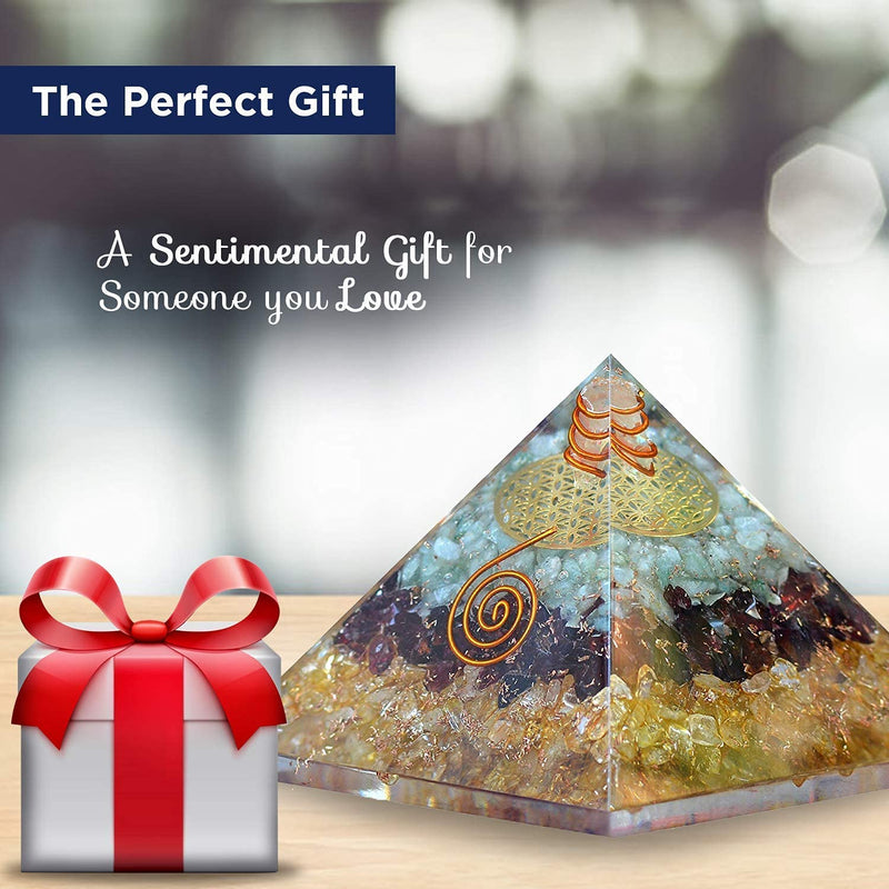 [Australia] - Orgonite Crystal Triple Money Pyramid Energy Generator Promotes Wealth and Prosperity with Green Aventurine, Red Garnet and Citrine – Attract Money and Success with Lucky Orgone Crystals Green Aventurine, Red Garnet and Citrine Crystal 