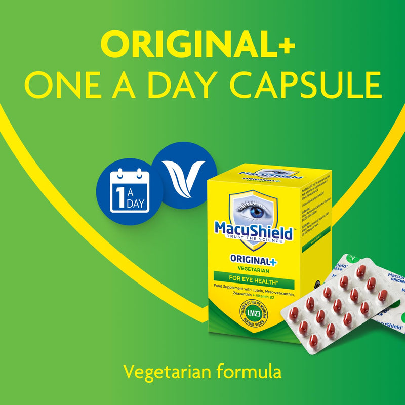MacuShield Original+ Vegetarian – 90 Day Pack, Eye Health Supplement* with Lutein, Zeaxanthin and Meso-zeaxanthin + Vitamin B2 which Helps Maintain Normal Vision
