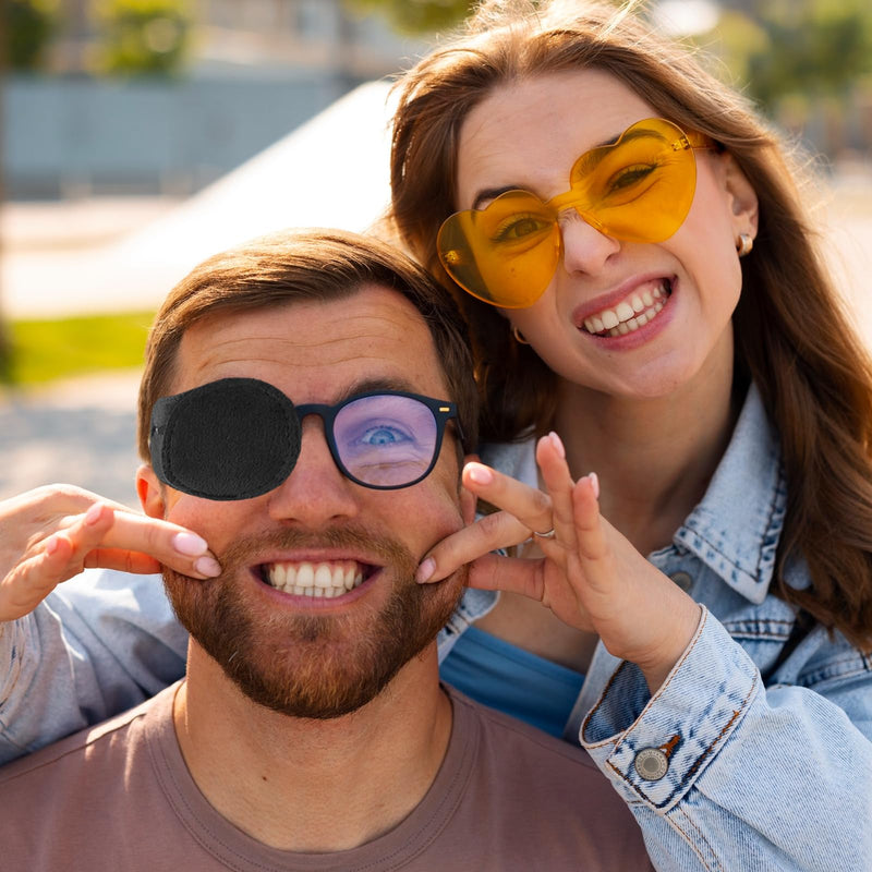 [Australia] - 4 Pcs Eye Patches for Adults Kids, Right & Left Eye Patch for Glasses, Reusable Lazy Eye Patch for Treating Lazy Amblyopia Strabismus After Surgery (Black) 1 Count (Pack of 4) 