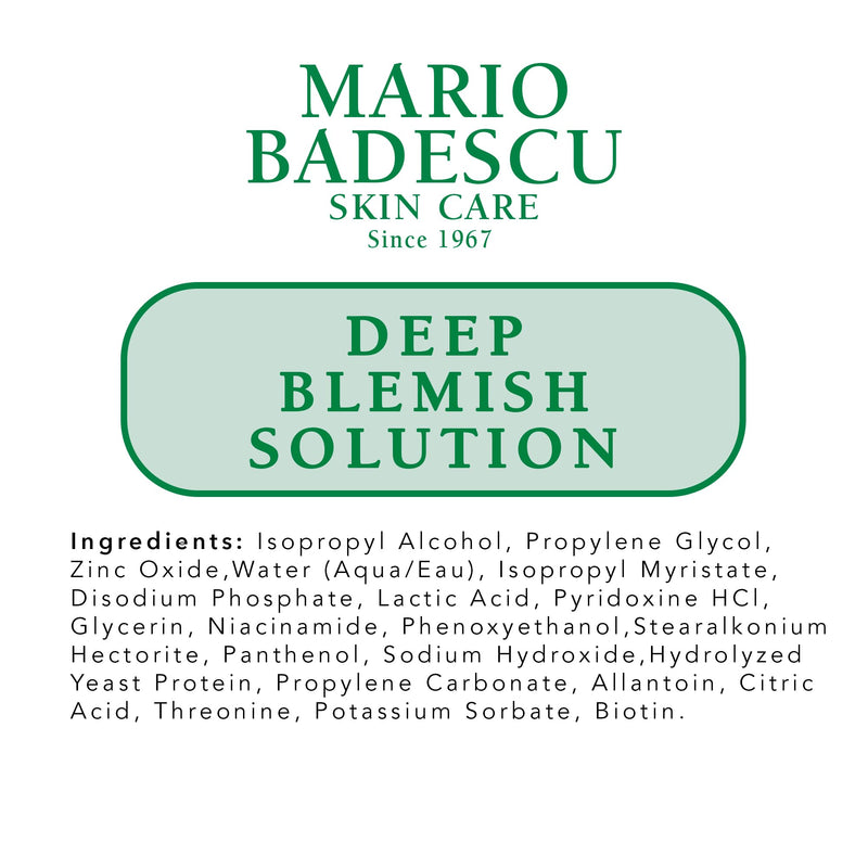 Mario Badescu Deep Blemish Solution, Spot Treatment for Face with Potent Zinc Oxide, Niacinamide and B Vitamins Overnight Treatment Serum that Targets Large Blemishes Under the Skin Deep Blemish Solution - NEW!!!