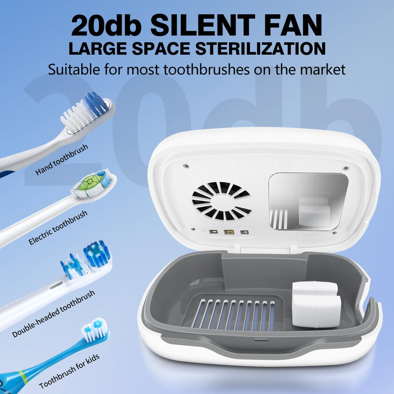 [Australia] - Toothbrush Covers Case and Holder with Light,Toothbrush San itizer Cover with Holder, Rechargeable Portable Toothbrush Cleaner Case, Toothbrush Box Fan with Dryer White 