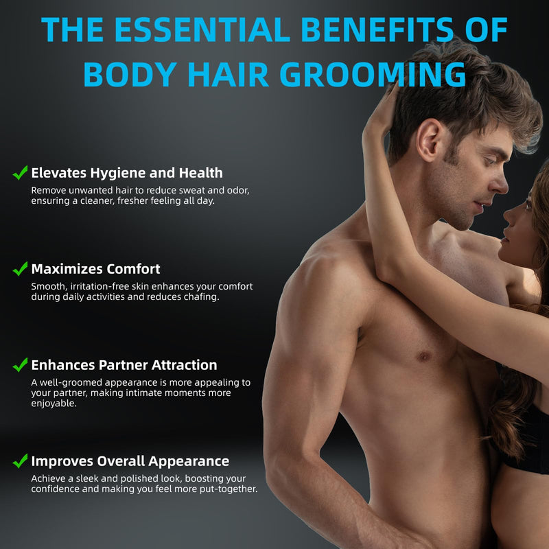 [Australia] - INVJOY Manscape Body Trimmer for Men, Waterproof Electric Razor/Shavers with Dual-Head for Facial, Pubic & Groin Hair Grooming, Ceramic & Foil Blades Hair Trimmer with LED - Birthday Gift for Him Dad 