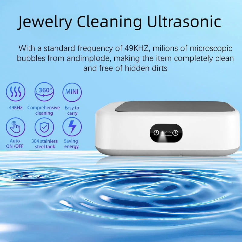 [Australia] - Jewelry Cleaning Ultrasonic Machine with 3 Modes Timer, 40W 22oz (640ml) 49KHz Portable Professional Jewelry Cleaning Ultrasonic Eyeglass Cleaner for Watches, Dentures, Ring, Razor,Makeup Brush White 