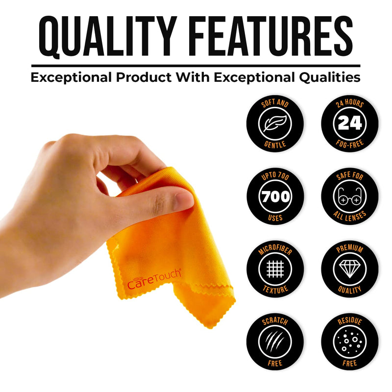 [Australia] - Care Touch Anti-Fog Dry Cloth - Anti Fog Wipes for Glasses - Individually Wrapped Suede Microfiber Cloth - Safe for All Lenses - 24-Hours Fog Free - Care Touch Lens Wipes - Eyeglass Cloth for Cleaning 